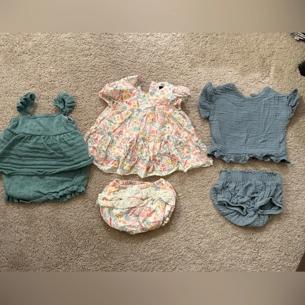 Stitches Floral and Teal Diaper Cover Set